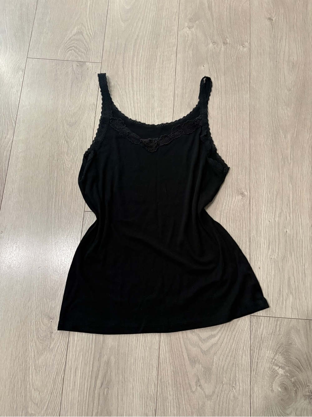 Women's Black Lace-Trim Camisole Tank